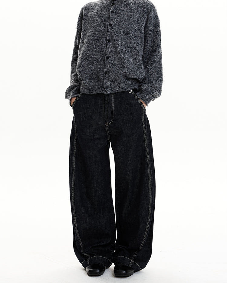 MADWIT RAW DENIM DECONSTRUCTED WIDE JEANS #GPC9781