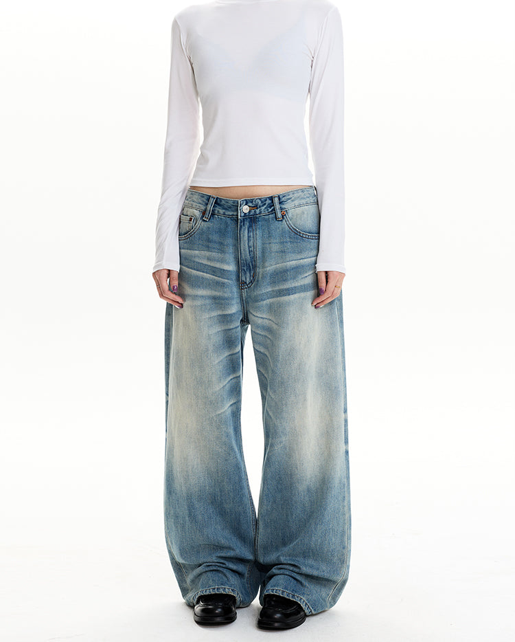 MADWIT WASHED STRAIGHT LEG JEANS #GP5573