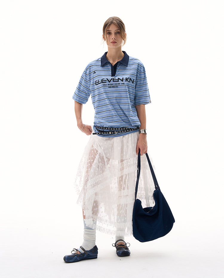 MADWITCH STRIPED POLO T-SHIRT #TH78