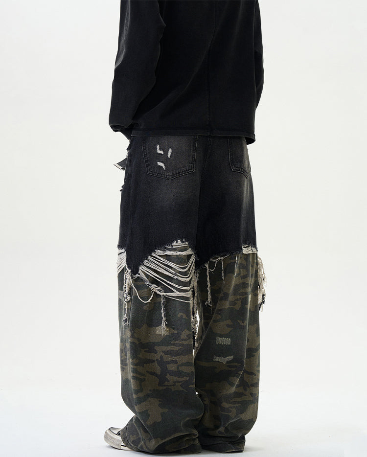 MADWITCH PATCHWORK FRINGED DENIM JEANS #WHOA070