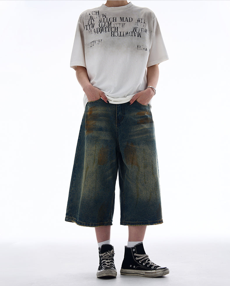 MADWITCH VINTAGE WIDE-LEG CROP JEANS #NZ7319