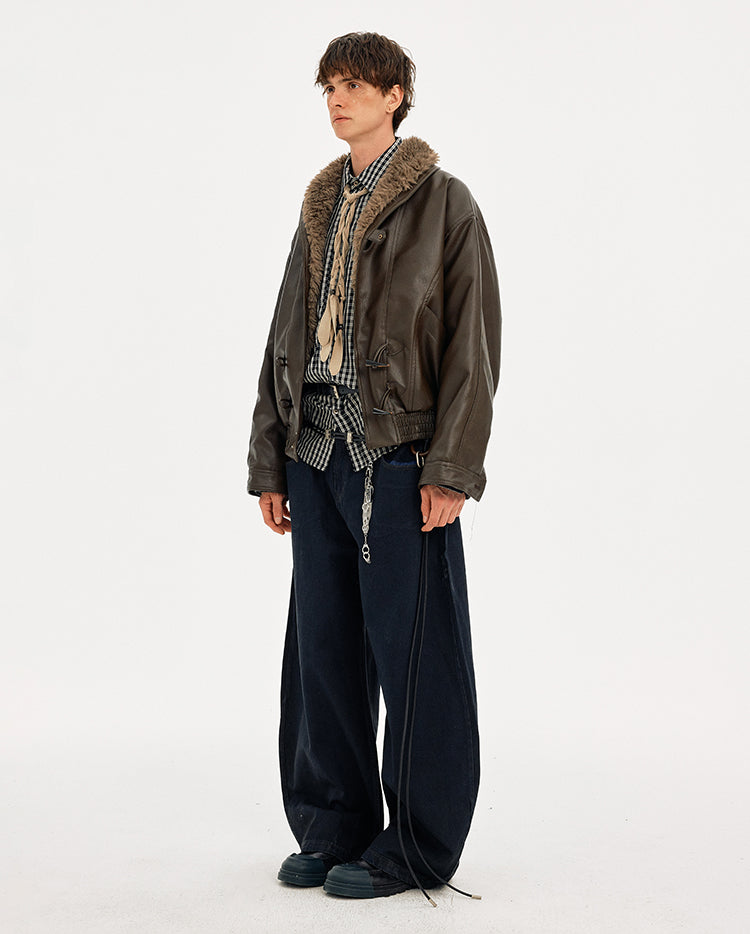 MADWITCH HORN BUTTON LEATHER QUILTED JACKET #AW25507