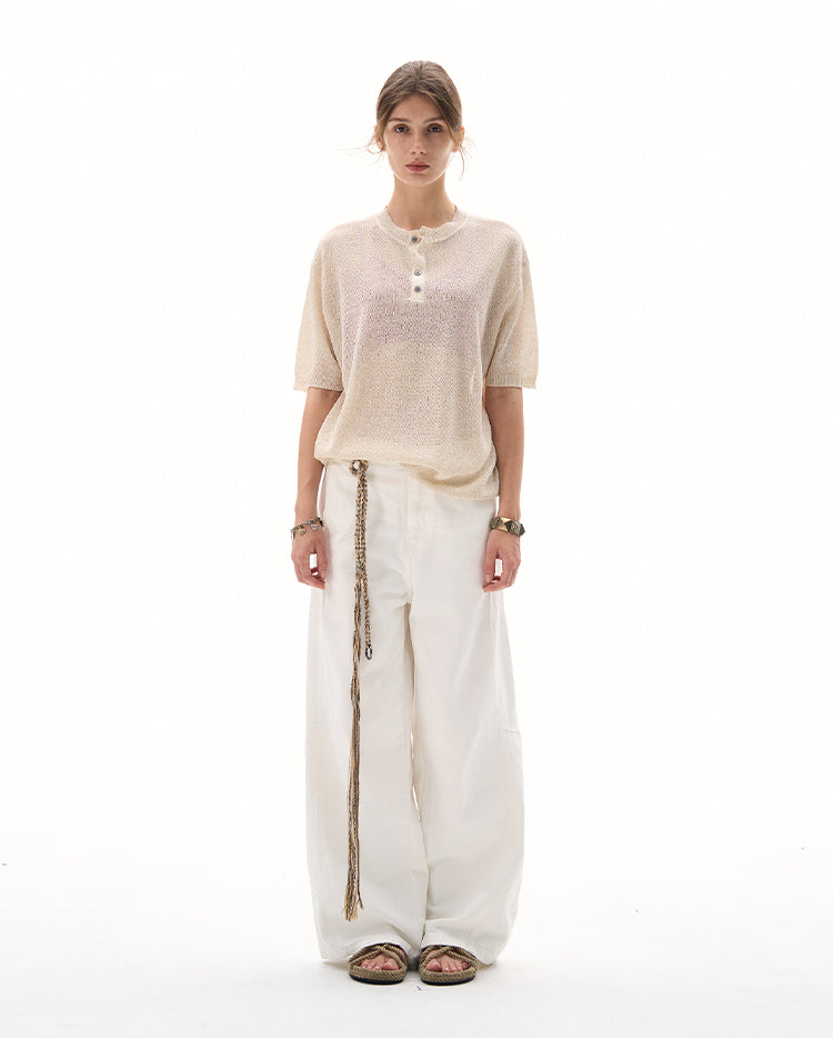 MADWITCH LACE KNIT SHORT SLEEVE TOP #M367