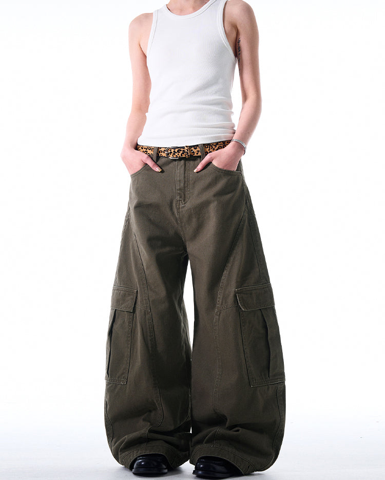 MADWITCH DECONSTRUCTED WIDE-LEG CARGO PANTS #DR6302