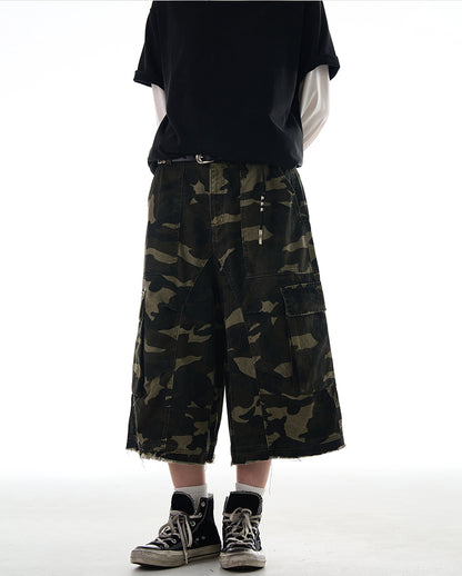 MADWITCH RAW HEM CAMO CARGO PANTS #CK252D