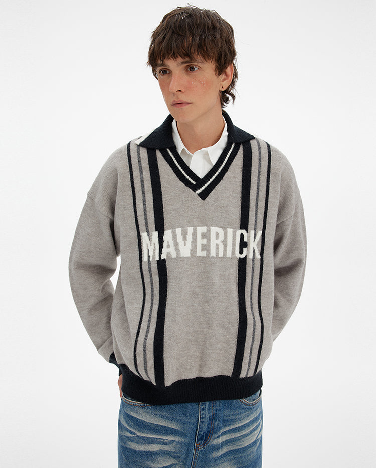 MADWITCH STRIPE VEE SWEATER #MY519