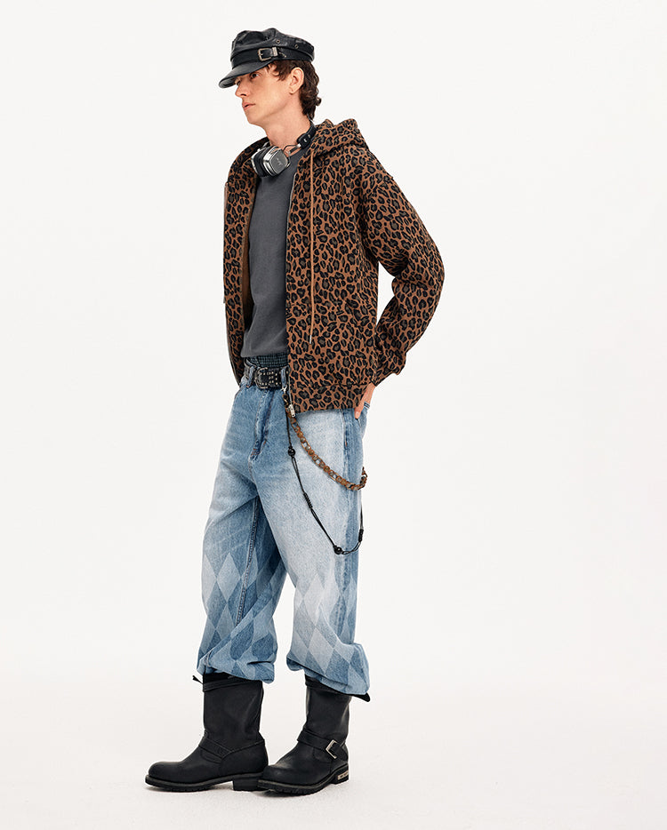 MADWITCH LEOPARD HOODED SWEATSHIRT JACKET #CW1327