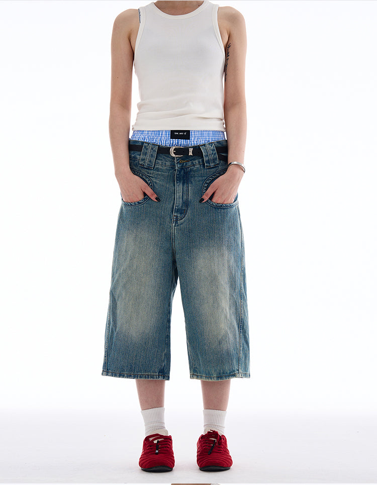 MADWITCH DESIGNER-STYLE CROPPED JEANS #L826
