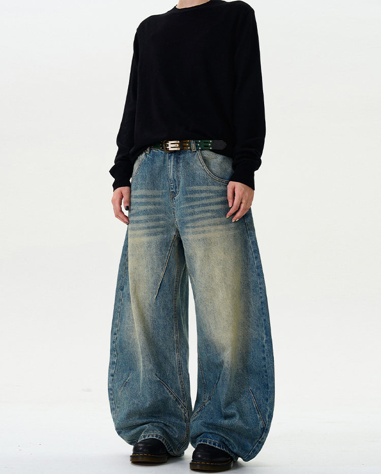 MADWITCH BEND-LEG WIDE-LEG DENIM JEANS #CK9367