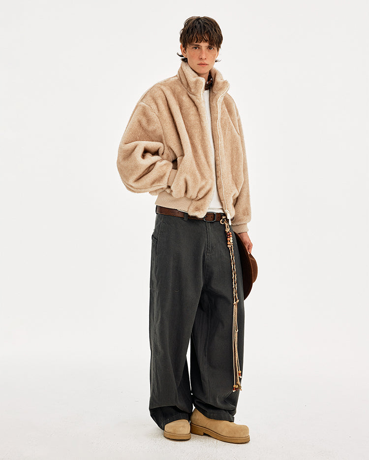 MADWITCH FAUX FUR STAND COLLAR COAT #256086