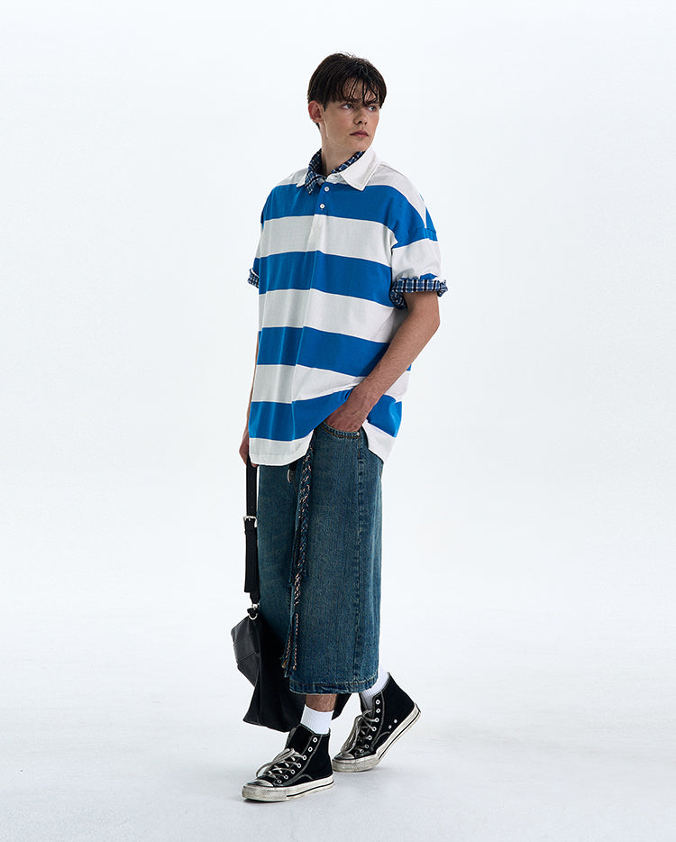 MADWITCH STRIPED LOOSE-FIT T-SHIRT #MD4178