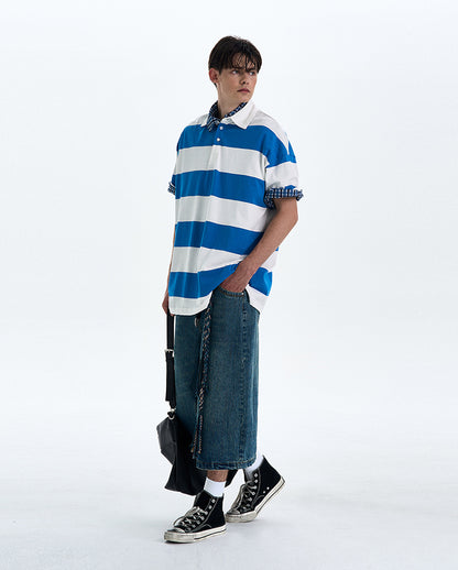 MADWITCH STRIPED LOOSE-FIT T-SHIRT #MD4178