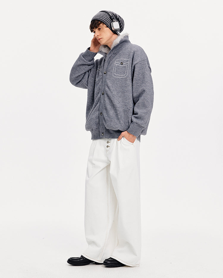 MADWITCH FAUX POCKET STAND COLLAR KNIT #880620