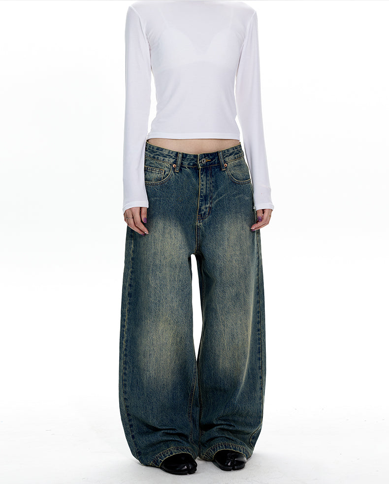 MADWITCH VINTAGE WASHED WIDE LEG JEANS #CK5576