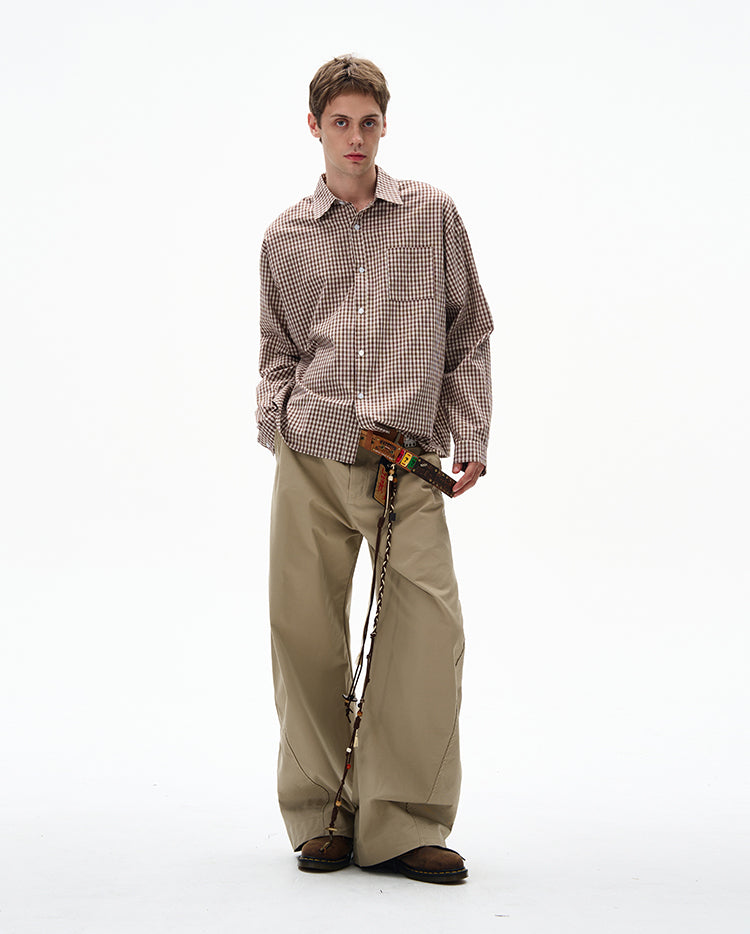 MADWITCH UNISEX VINTAGE PLAID LONG SHIRT #CR6215
