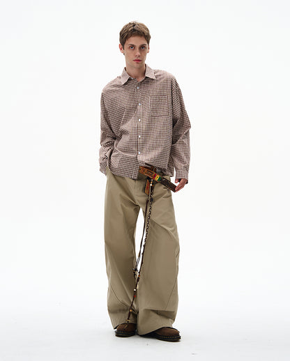 MADWITCH UNISEX VINTAGE PLAID LONG SHIRT #CR6215