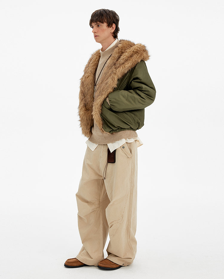 MADWITCH FAUX FUR COLLAR PUFFER JACKET #BM334