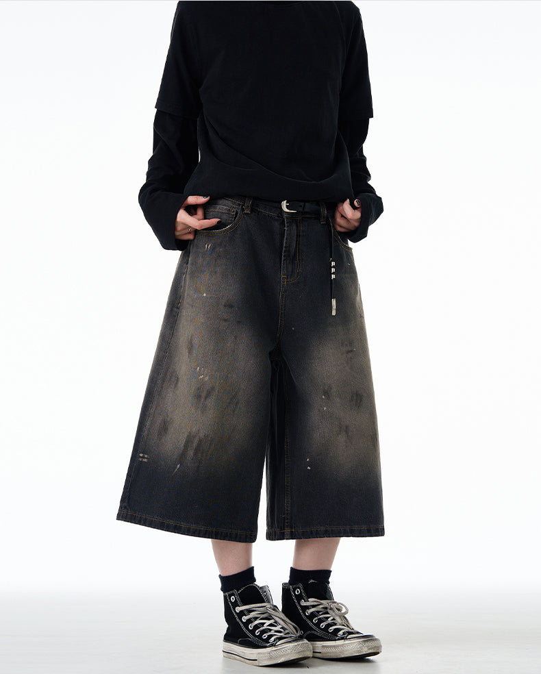 MADWITCH VINTAGE CROPPED DENIM JEANS #CK9596D