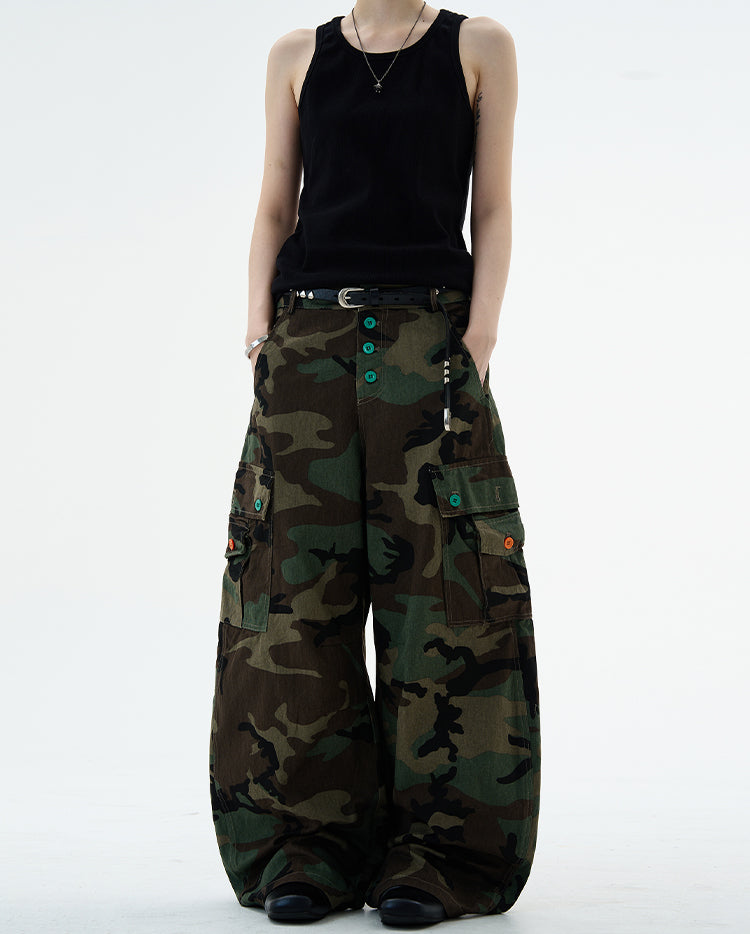 MADWITCH CAMO UTILITY CARGO PANTS #H5774