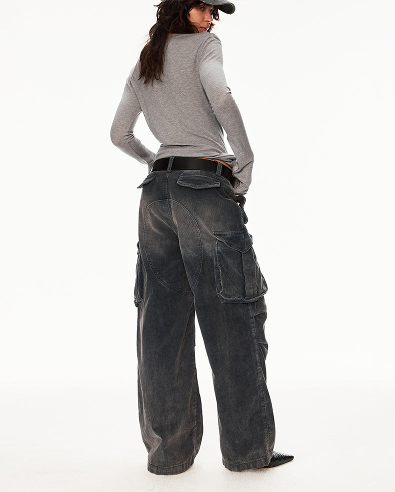 MADWIT DISTRESSED CORDUROY PANTS #Z041