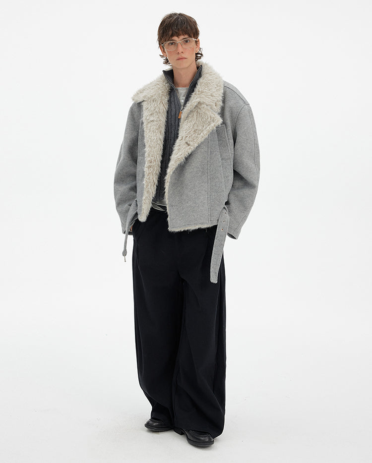 MADWITCH RETRO DOUBLE-BREASTED FUR PARKA #880560