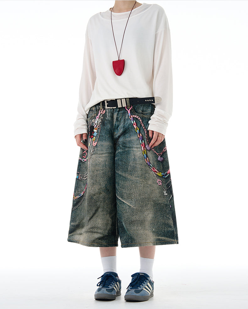 MADWITCH 3D PRINT DENIM PANTS #G6830