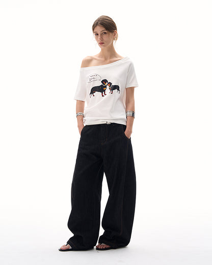 MADWITCH SLIM ASYMMETRIC PRINT TEE #G1420