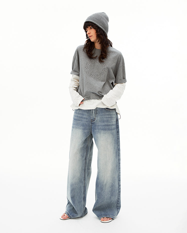 MADWITCH PATCHWORK FAUX LAYER TEE #T633