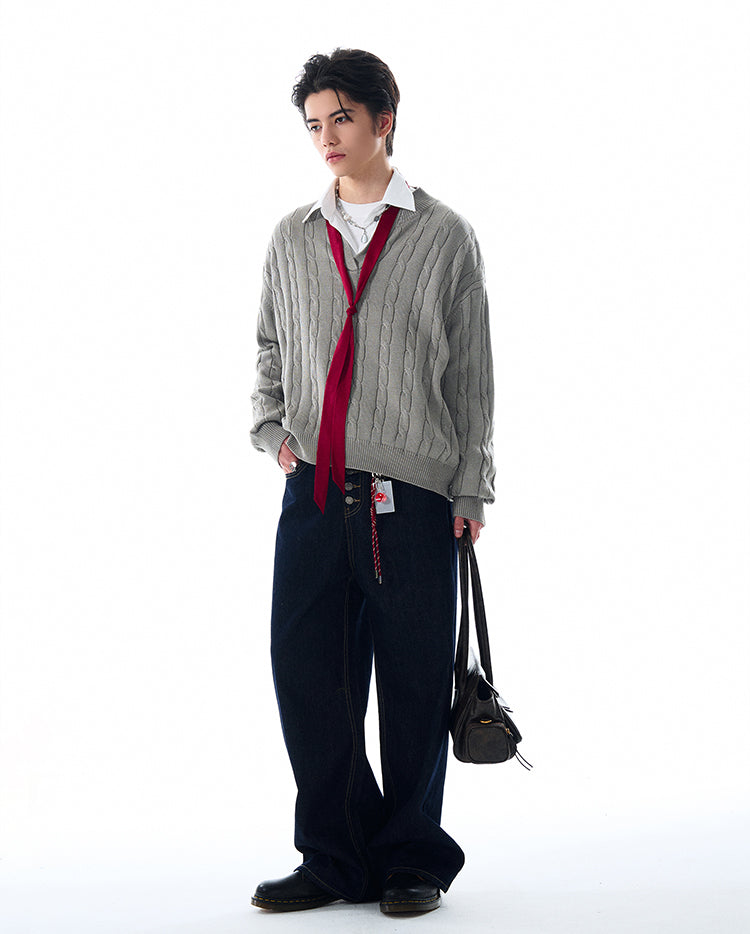 MADWITCH V-NECK RETRO SWEATER #MY009