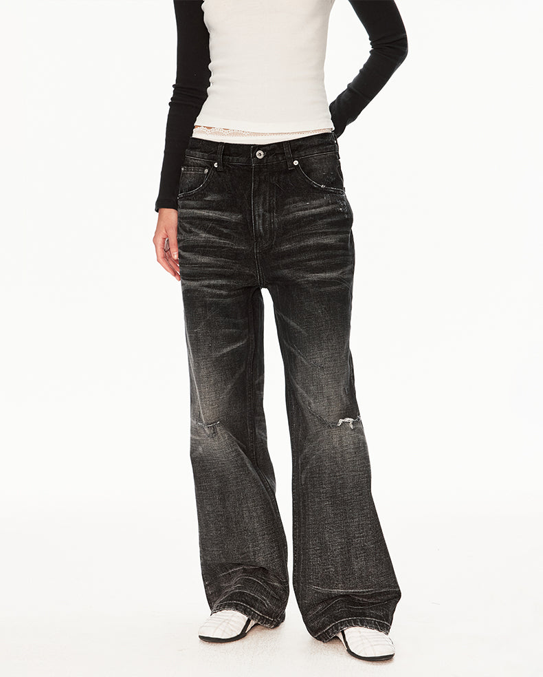 MADWIT RIPPED WIDE JEANS #GPC9792