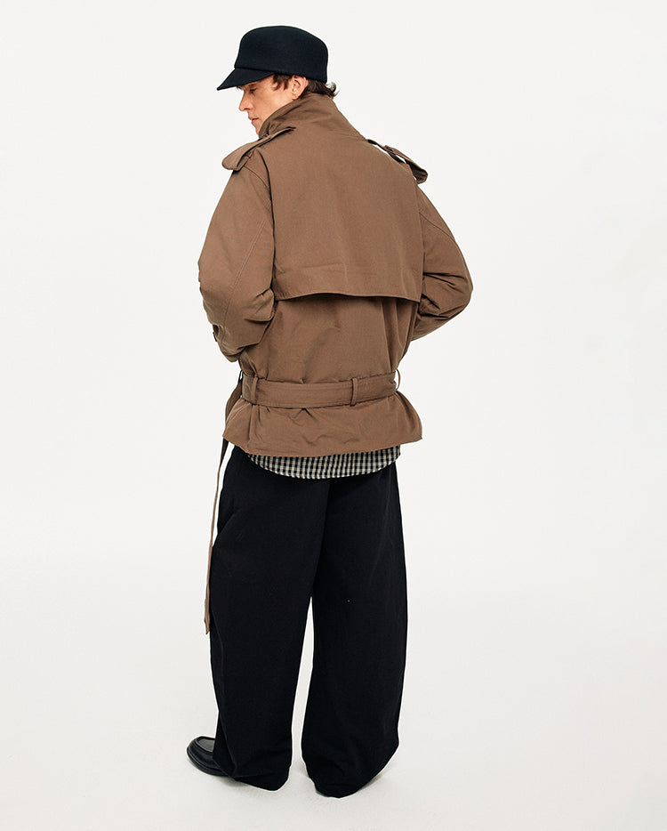 MADWITCH DOUBLE BREASTED STAND COLLAR COAT #BM434
