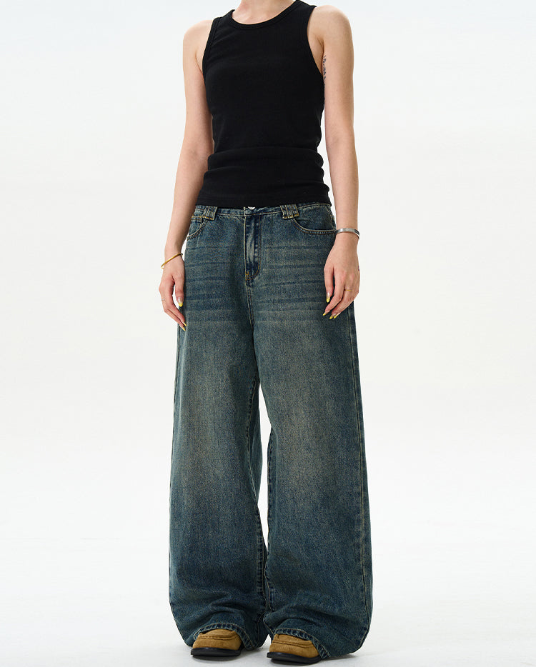 MADWITCH WASHED STRAIGHT-LEG JEANS #L501