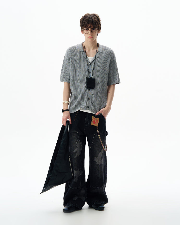 MADWITCH OLD MONEY CABLE KNIT SHIRT #68827