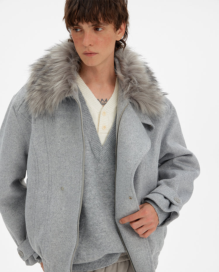 MADWITCH DECONSTRUCTED FUR COLLAR PARKA #990922
