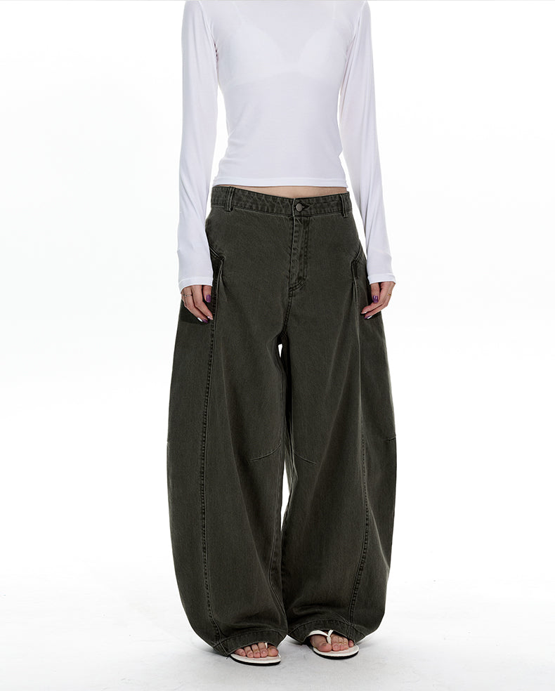 MADWITCH DECONSTRUCTED WASHED WIDE PANTS #A620