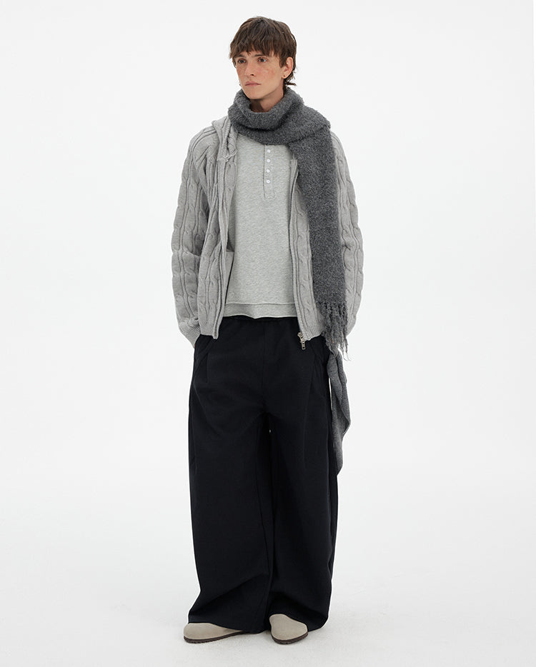 MADWITCH RETRO CABLE KNIT HOODIE #MY020