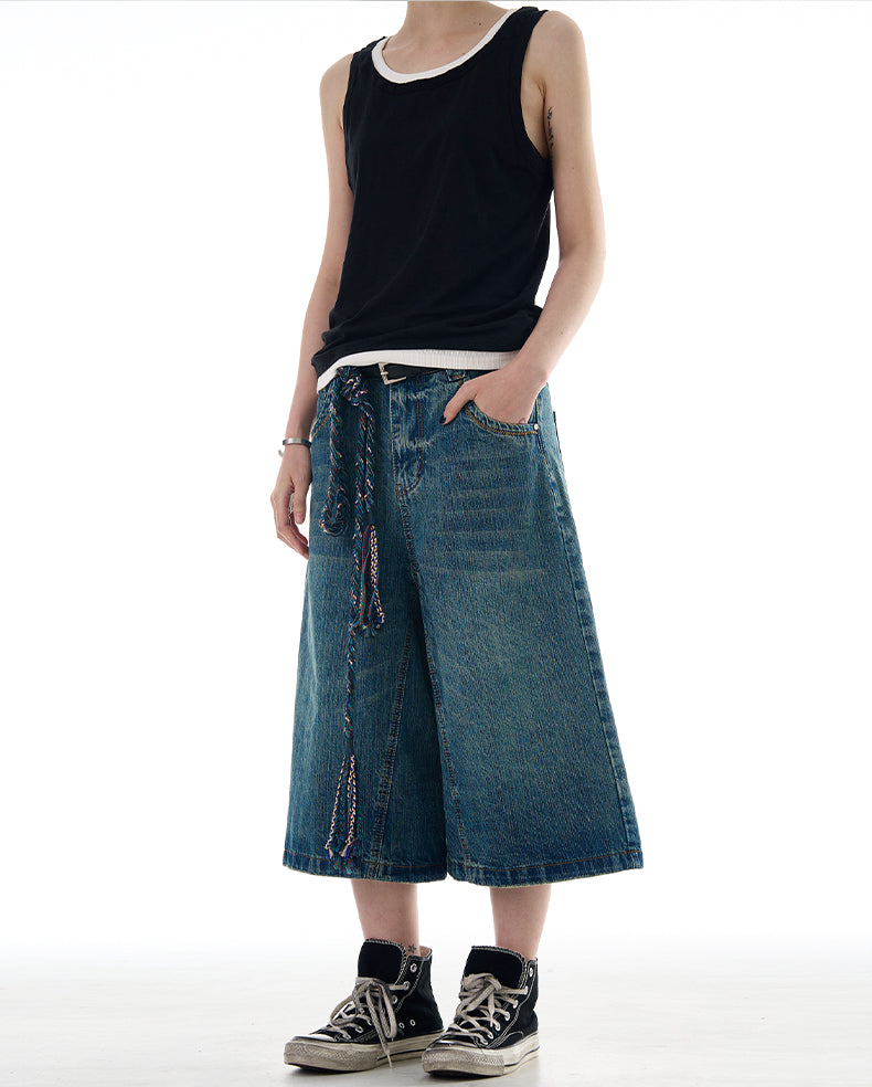MADWITCH WASHED WIDE LEG DENIM JEANS #L562