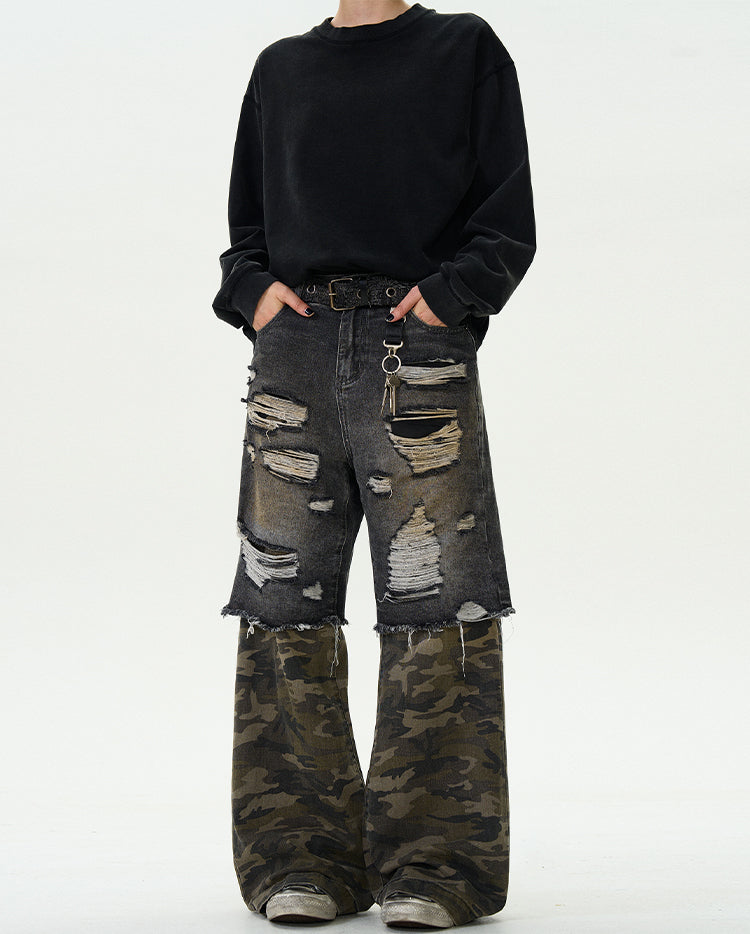 MADWITCH PATCHWORK DISTRESSED DENIM #G6605