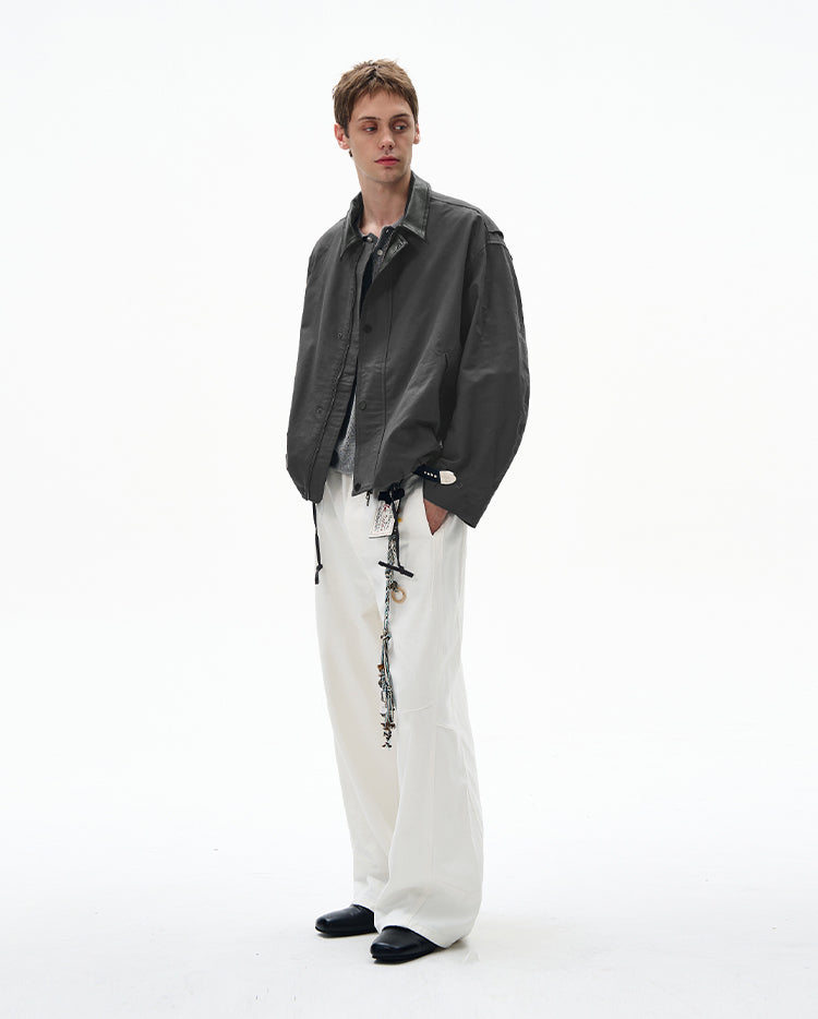 MADWITCH LEATHER-TRIMMED CASUAL TOP #M1005