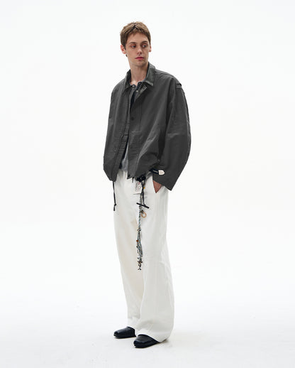 MADWITCH LEATHER-TRIMMED CASUAL TOP #M1005