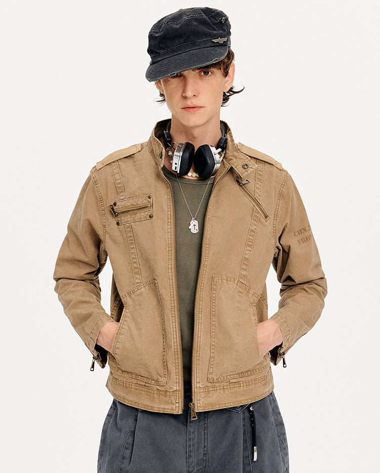 MADWITCH PATCHWORK CROPPED WORK JACKET #CW1325