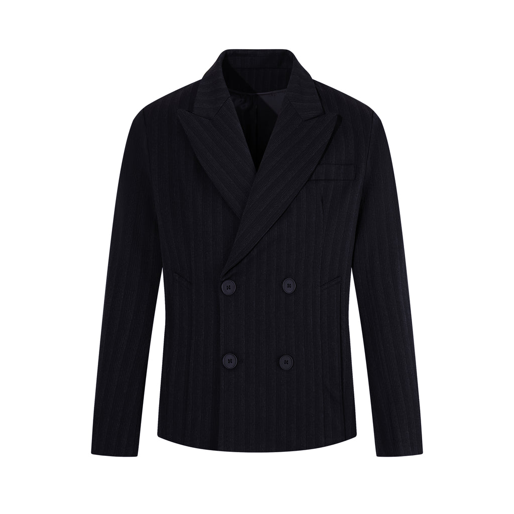 MADWITCH SHADOW-PINSTRIPE DOUBLE-BREASTED BLAZER #AW26122