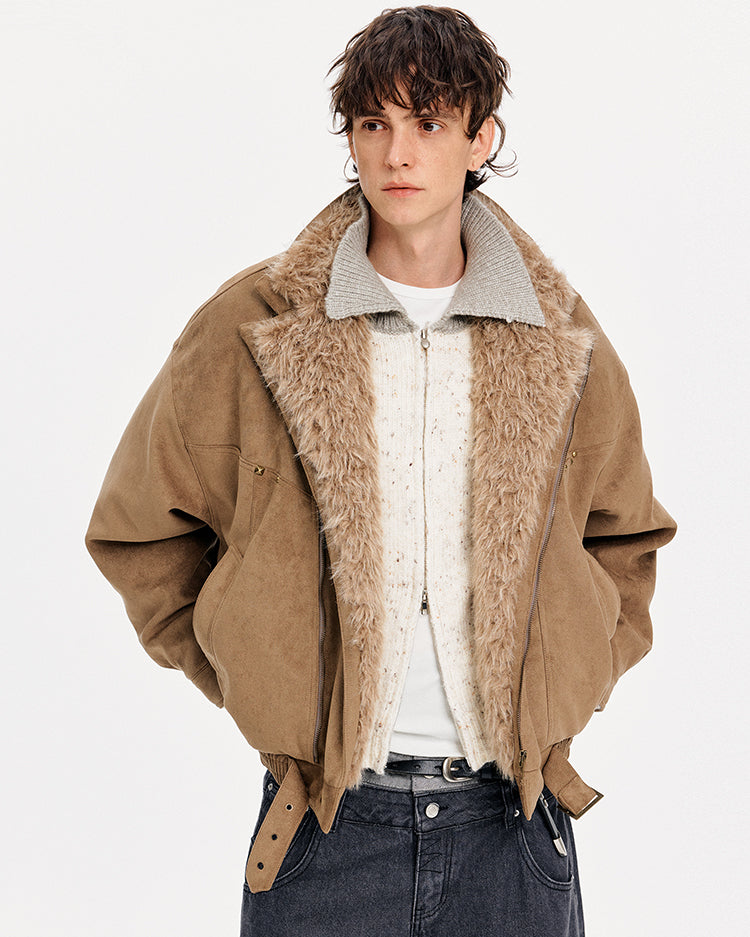 MADWITCH SUEDE DECONSTRUCTED FUR COAT #991081