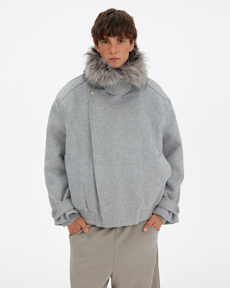 MADWITCH DECONSTRUCTED FUR COLLAR PARKA #990922