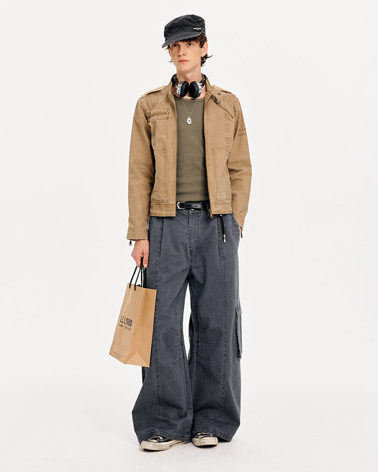 MADWITCH PATCHWORK CROPPED WORK JACKET #CW1325