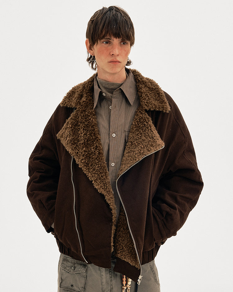 MADWITCH DIAGONAL FUR JACKET #MY0212