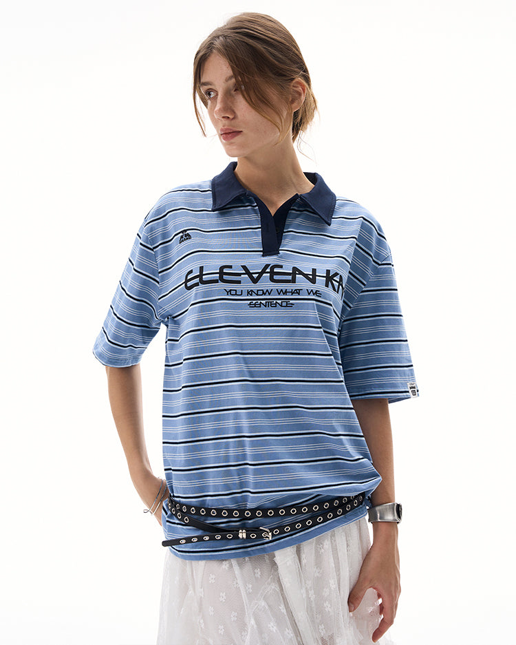 MADWITCH STRIPED POLO T-SHIRT #TH78
