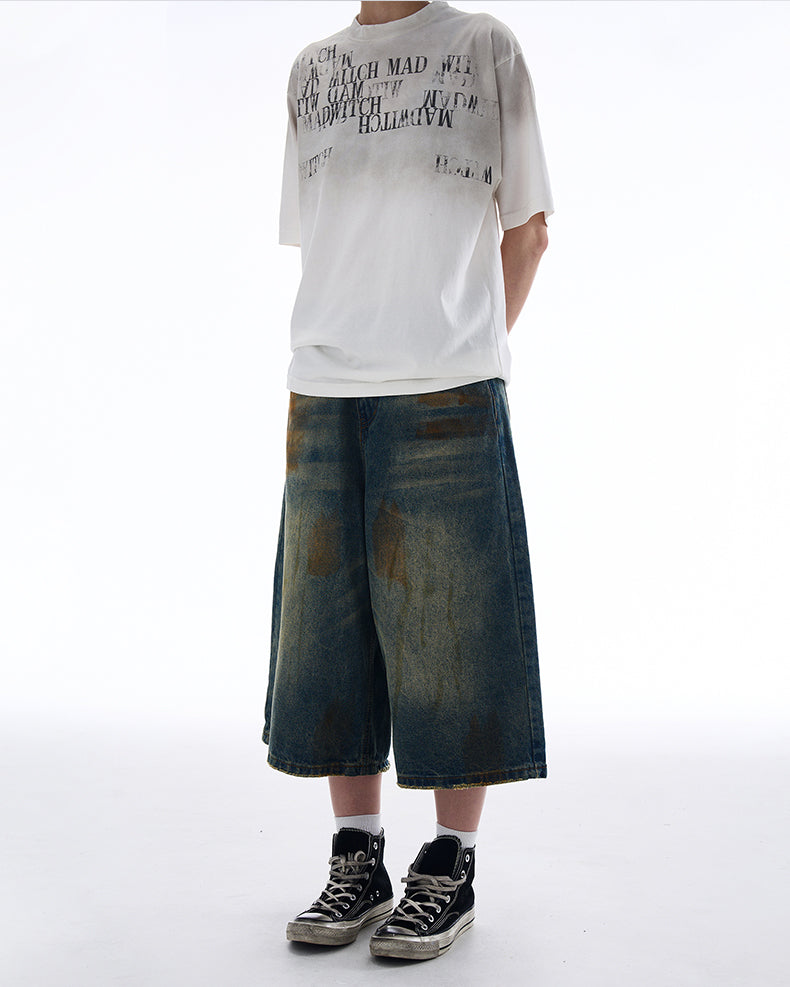 MADWITCH VINTAGE WIDE-LEG CROP JEANS #NZ7319