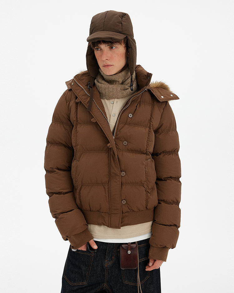 MADWITCH HOODED FUR COLLAR PUFFER JACKET #MF8602