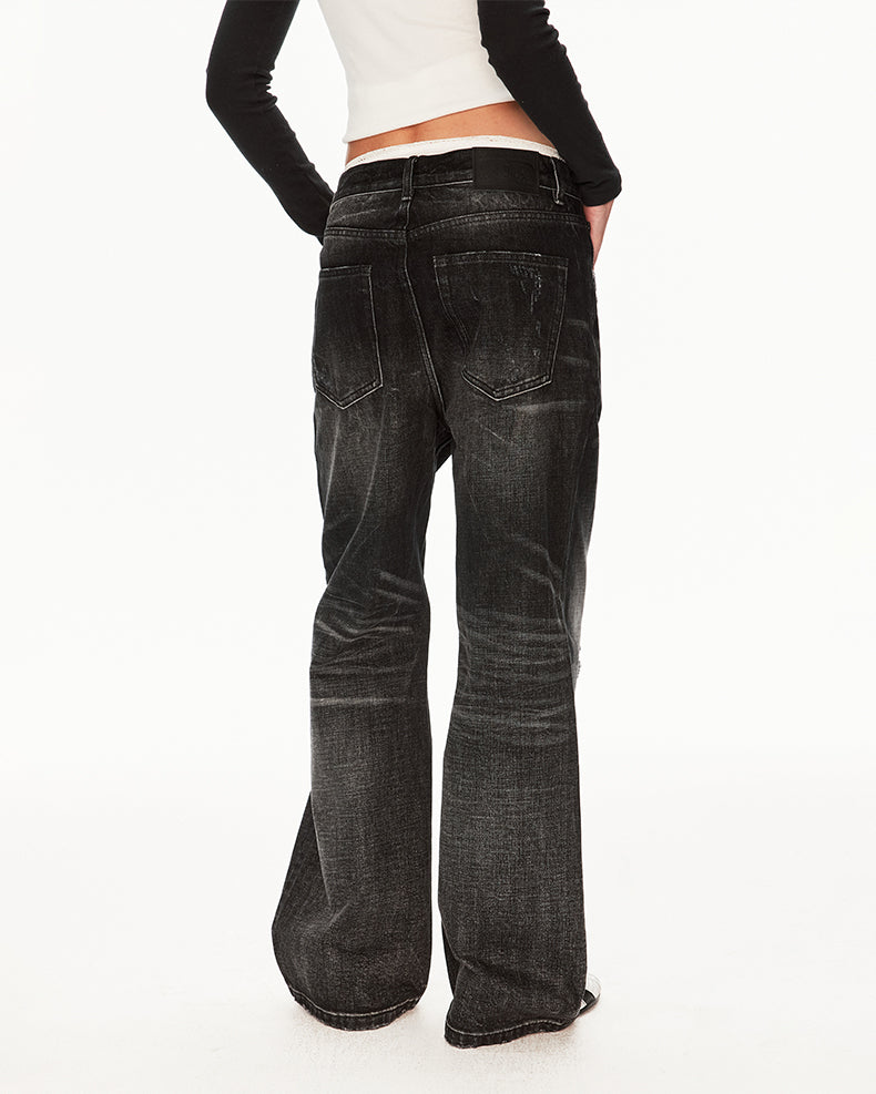 MADWIT RIPPED WIDE JEANS #GPC9792